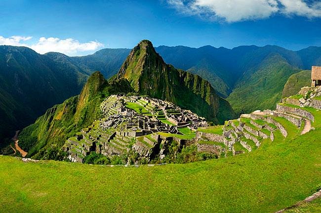 Ancient stone ruins high in the Peruvian Andes mountains